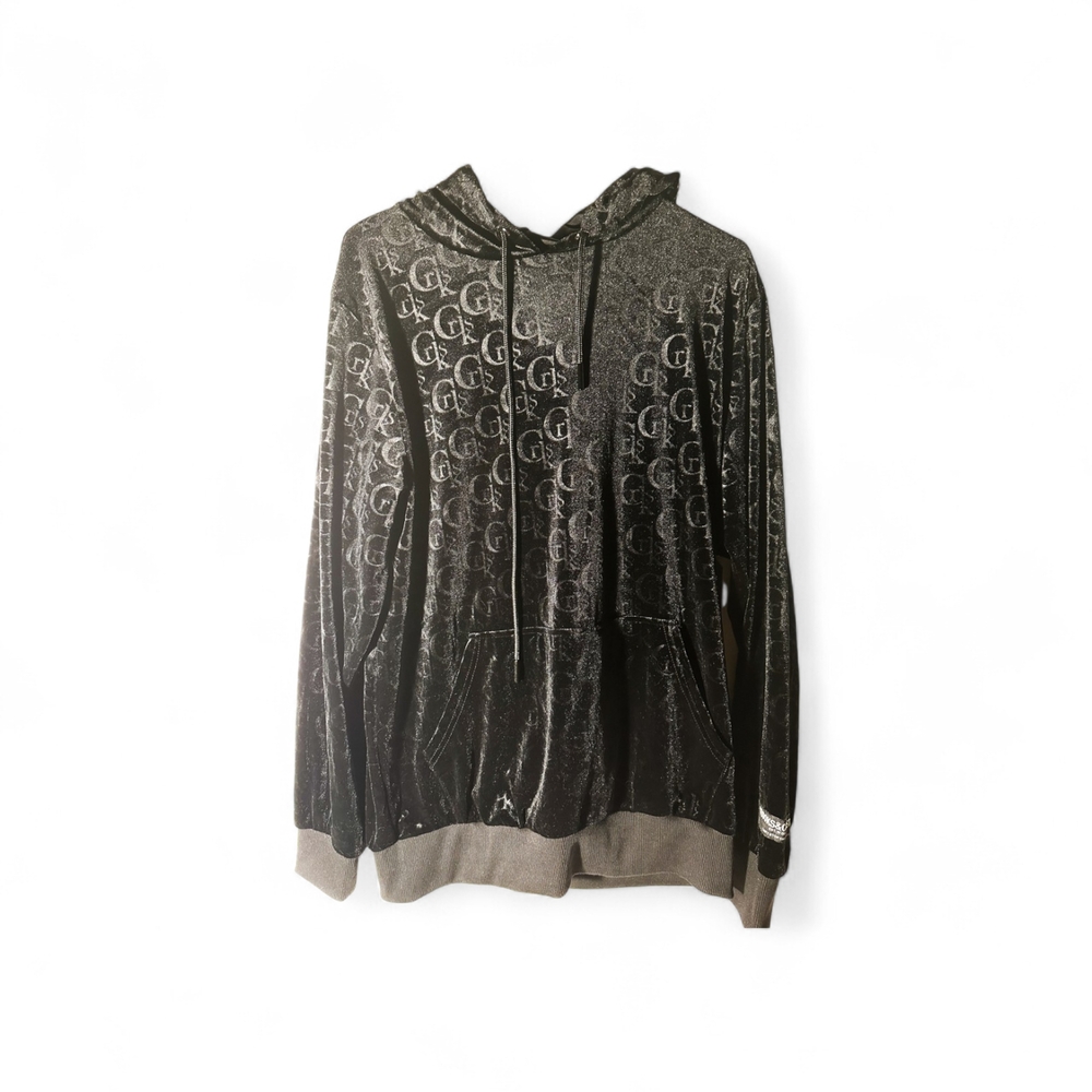 Crooks & Castles Black & grey hooded sweatshirt w/ pouch & detail print all over